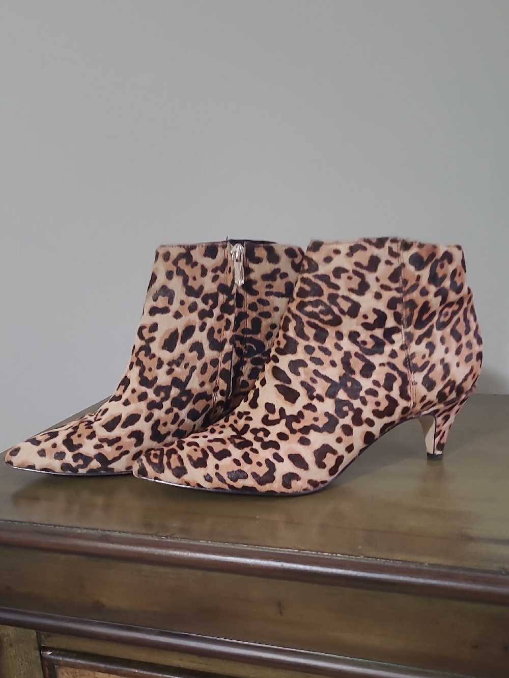 Sam Edelman Leopard Print Pointed-Toe Ankle Booties - Brown/Tan